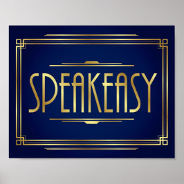 Skriv ut Guld Art Deco SPEAKEASY-signatur Poster