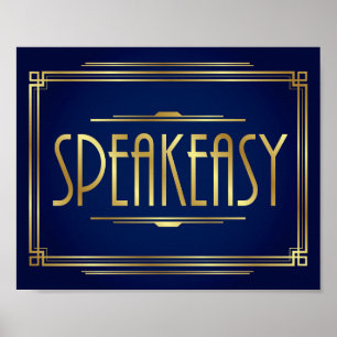 Skriv ut Guld Art Deco SPEAKEASY-signatur Poster