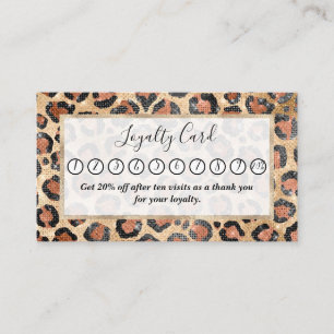 Skriv ut Guld Black Brown Leopard Animal Chic Lojalitetskort