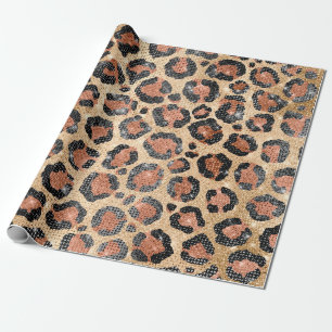 Skriv ut Guld Black Brown Leopard Animal Chic Presentpapper