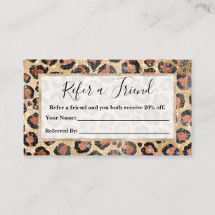Skriv ut Guld Black Brown Leopard Animal Chic Rabattkort