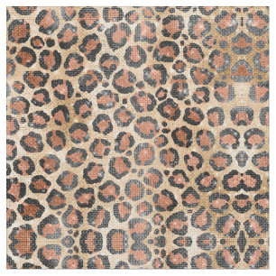 Skriv ut Guld Black Brown Leopard Animal Chic Tyg