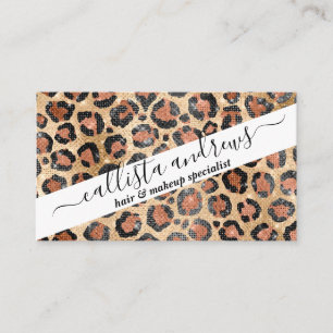 Skriv ut Guld Black Brown Leopard Animal Chic Visitkort