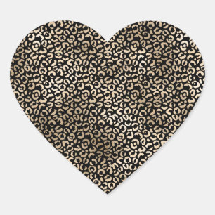 Skriv ut guld Black Glam Leopard Hjärtformat Klistermärke