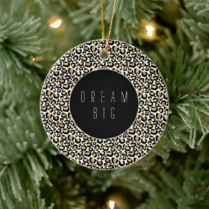 Skriv ut guld Black Glam Leopard Julgransprydnad Keramik