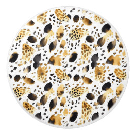Skriv ut guld Black White Leopard Knopp