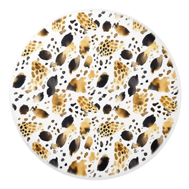 Skriv ut guld Black White Leopard Knopp (Framsidan)