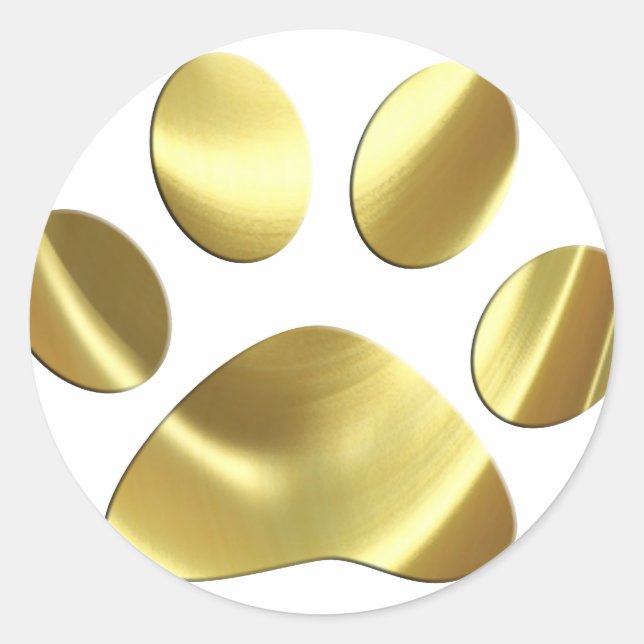 Skriv ut guld Cat Paw Runt Klistermärke (Framsida)