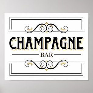 Skriv ut Guld CHAMPAGNE PUB Poster
