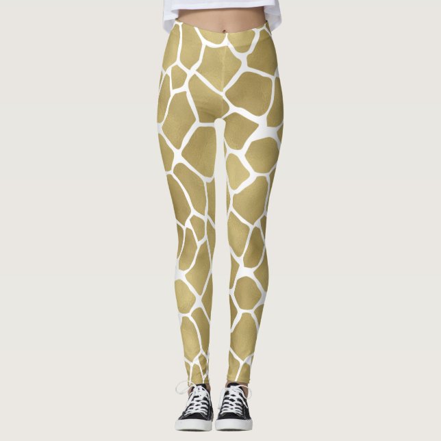 Skriv ut guld Giraffe Leggings (Framsida)