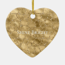 Skriv ut guld Glam Glitter Giraffe Leopard Julgransprydnad Keramik