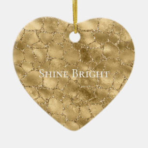 Skriv ut guld Glam Glitter Giraffe Leopard Julgransprydnad Keramik