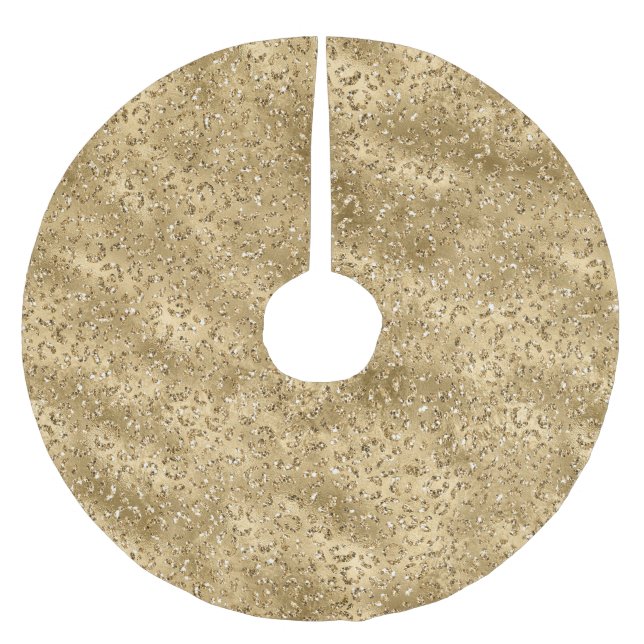 Skriv ut guld Glam Glitter Leopard     Julgransmatta Borstad Polyester (Framsidan)
