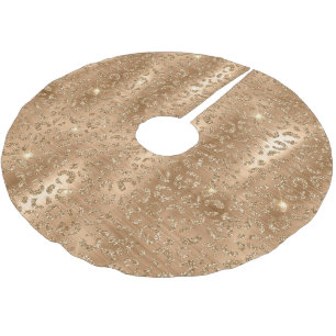 Skriv ut guld Glam Glitter Leopard Julgransmatta Borstad Polyester