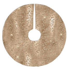 Skriv ut guld Glam Glitter Leopard Julgransmatta Borstad Polyester