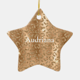 Skriv ut guld Glam Glitter Leopard Julgransprydnad Keramik