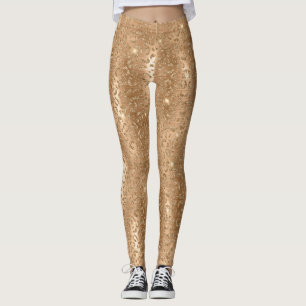 Skriv ut guld Glam Glitter Leopard Leggings