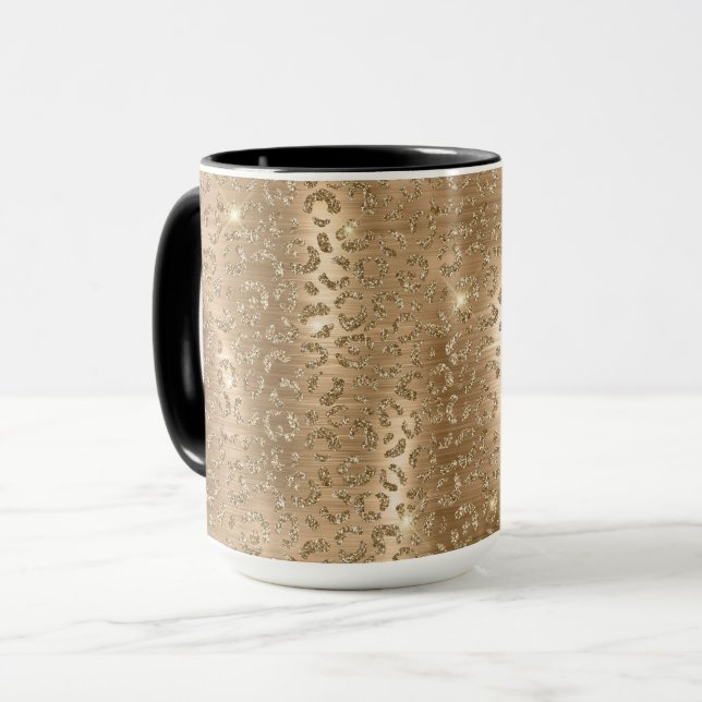 Skriv ut guld Glam Glitter Leopard Mugg (Framsida vänster)