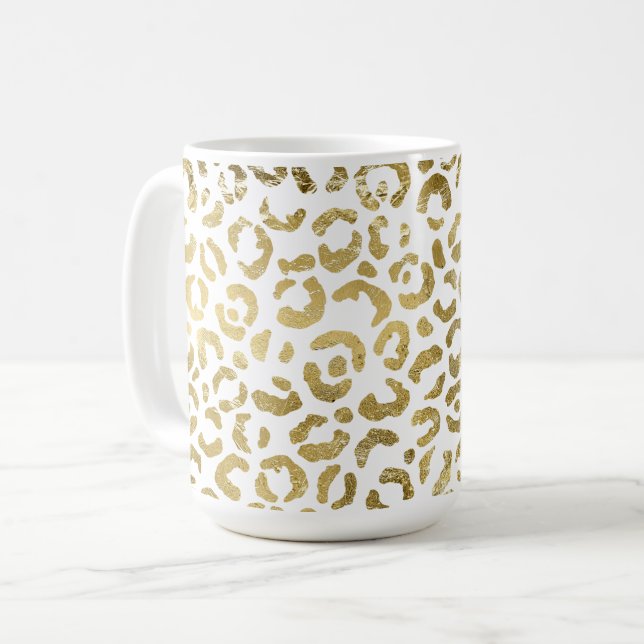 Skriv ut guld Glam Leopard Kaffemugg (Framsida vänster)