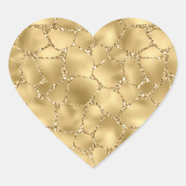 Skriv ut guld Glitter Giraffe Hjärtformat Klistermärke