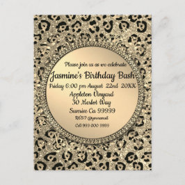 Skriv ut guld Glitter Glam Leopard Vykort