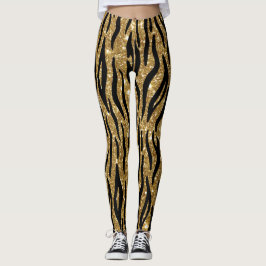 Skriv ut guld Glitter Leggings