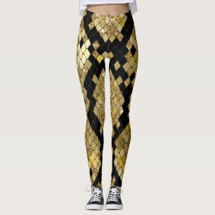 Skriv ut guld Glitter Leggings