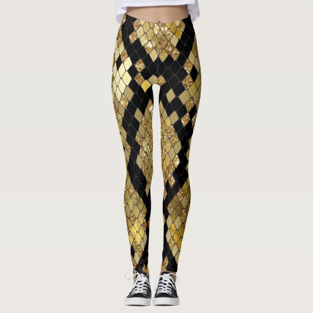 Skriv ut guld Glitter Leggings (Framsida)