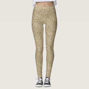Skriv ut Guld Glitter Leopard i Antique     Leggings