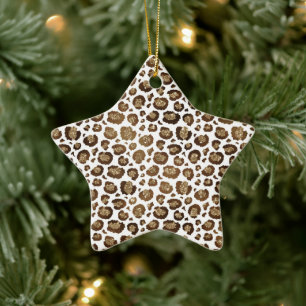 Skriv ut guld Glitter Leopard Julgransprydnad Keramik