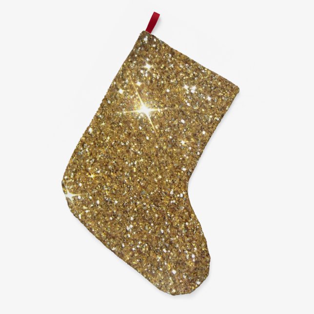 Skriv ut Guld Glitter Stor Julstrumpa (Framsidan (Hängande))