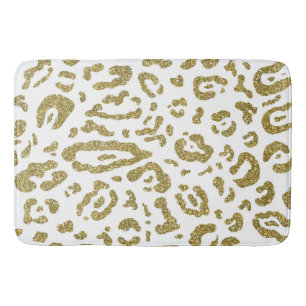 Skriv ut Guld Glitter White Cheetah Leopard Animal Badrumsmatta