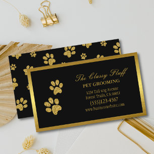 Skriv ut Guld Hund Pet Grooming Paw Visitkort