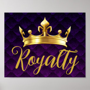 Skriv ut guld Krona Lila Royalty Wall Art Skriv ut Poster