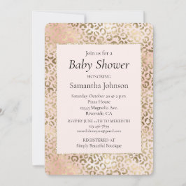 Skriv ut  Guld-leopard på rosa ros     Inbjudningar