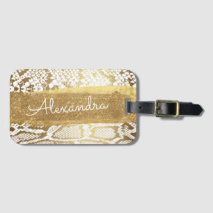 Skriv ut guld och vita djur med Guld Glitter Bagagebricka