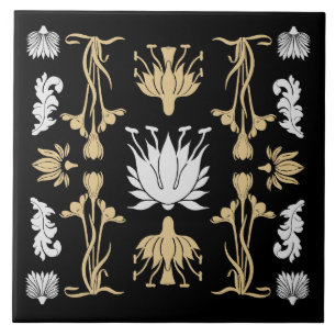 Skriv ut guld Retro Art nouveau Kakelplatta