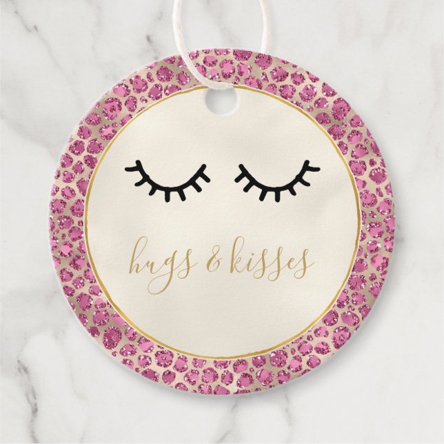 Skriv ut Guld Rosa Leopard i svart  Gåvor Etiketter (Framsida)