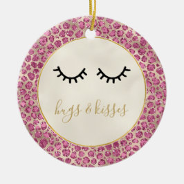 Skriv ut Guld Rosa Leopard i svart  Julgransprydnad Keramik