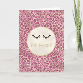 Skriv ut Guld Rosa Leopard i svart Kort