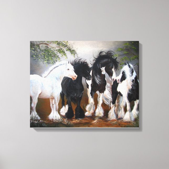 Skriv ut Gypsy Vanner Stallions Art Canvastryck (Framsida)