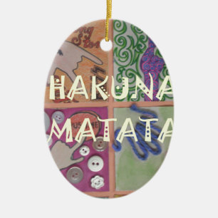 Skriv ut Hakuna Matata Hand Sign Art Julgransprydnad Keramik