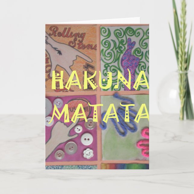 Skriv ut Hakuna Matata Hand Sign Art Kort (Framsida)