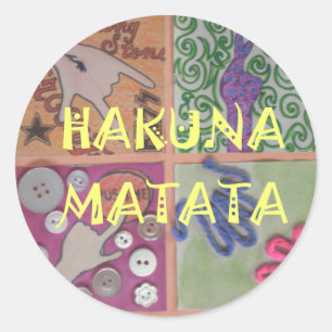 Skriv ut Hakuna Matata Hand Sign Art Runt Klistermärke