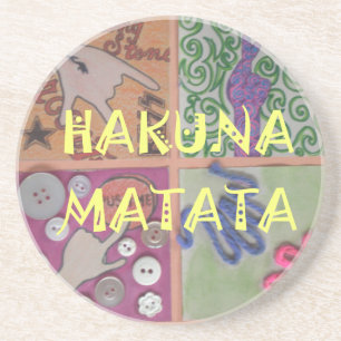 Skriv ut Hakuna Matata Hand Sign Art Underlägg Sandsten