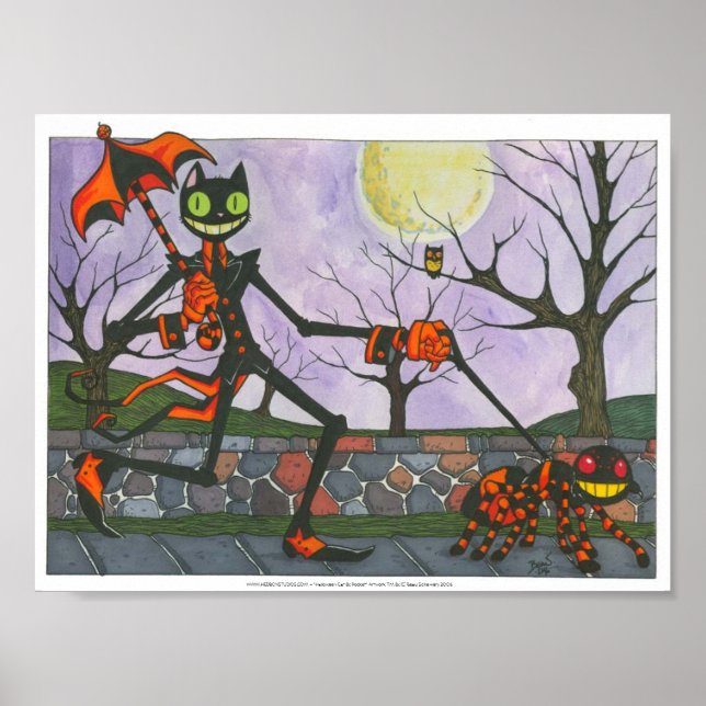 Skriv ut "Halloween Cat & Pocket" Poster (Framsidan)