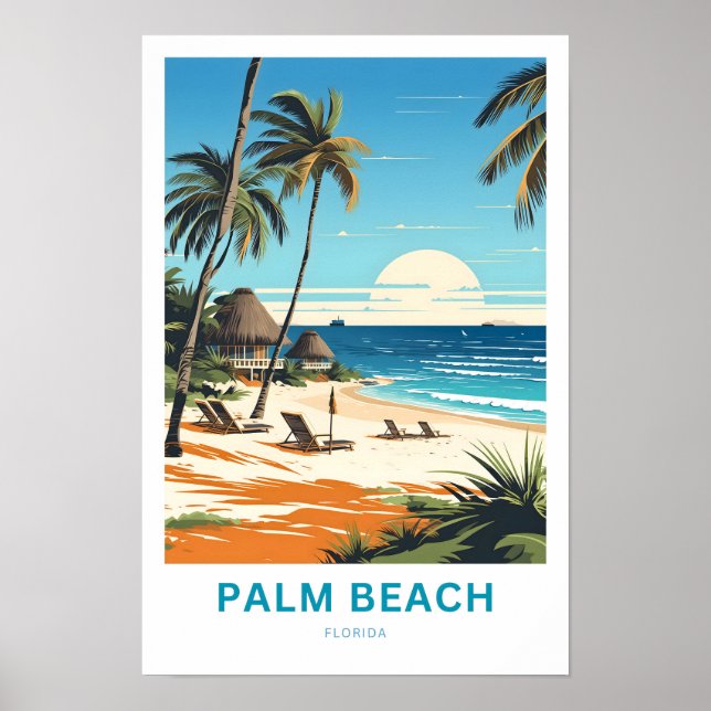 Skriv ut handflatan Beach Florida Travel Poster (Framsidan)