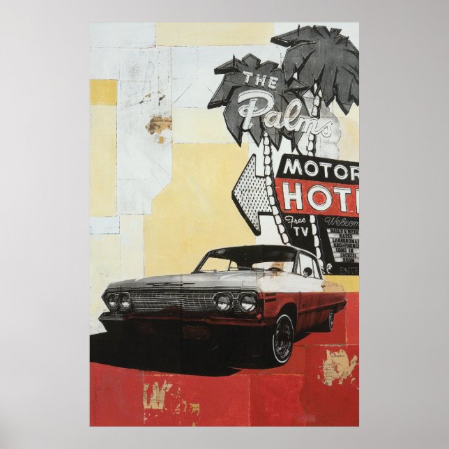 Skriv ut handflatan Motor Hotel Poster (Framsidan)