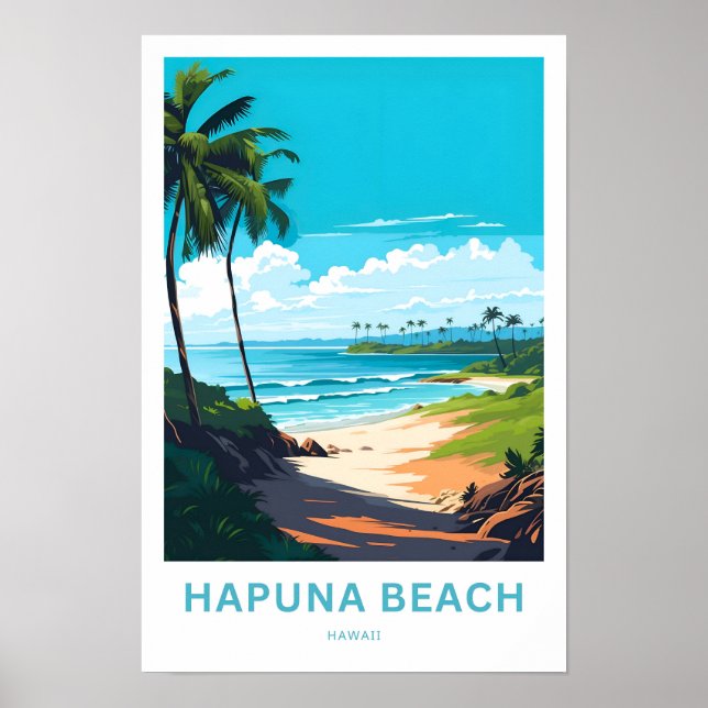 Skriv ut Hapuna Beach Hawaii Travel Poster (Framsidan)