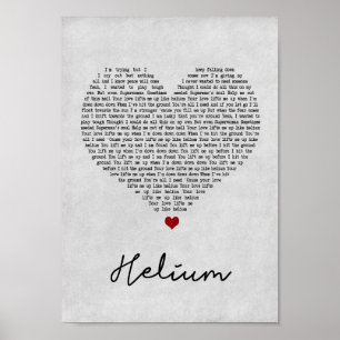 Skriv ut Helium Grått Heart Sång Lyric Wall Art Sk Poster